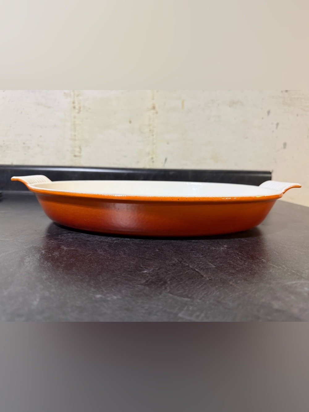 LE CREUSET 36 Oval Baking Dish Flame Orange Au Gratin Cast Iron Enamel 15x 9 1/4